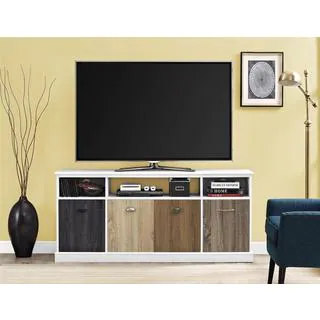 Altra Mercer White 60-inch TV Console with Multicolored Door Fronts