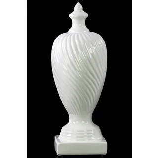 Ceramic Finial With Base Large Gloss Finish White