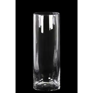 Glass Tall Cylinder Vase with Round Mouth Clear Glass Finish Achromatic