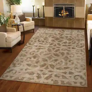Carolina Weavers Ornate Expressions Collection Hayter Beige Area Rug (7'10 x 10'10)