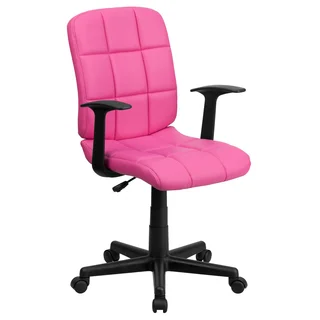 Menil Pink Quilted Design Leatherette Swivel Adjustable Office Chair