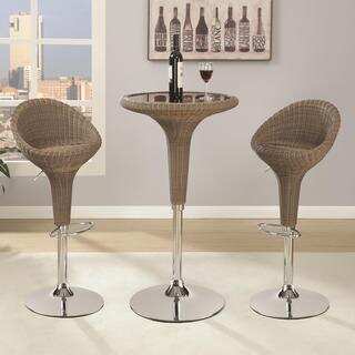 Silverdore 3-piece Adjustable Rattan Bar Table and Stool Set