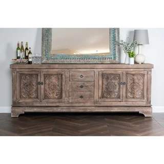 Allen Rustic Taupe Reclaimed Pine 106-inch Sideboard by Kosas Home