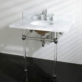 Vintage Carrara Marble 36-inch Console Sink and Acrylic Stand