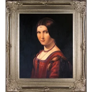 Leonardo da Vinci 'Portrait of an Unknown Woman' Hand Painted Framed Canvas Art