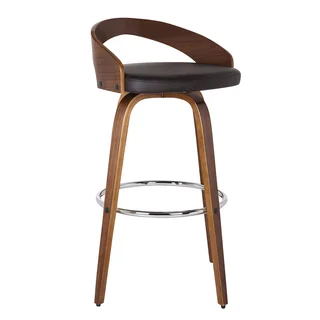 Armen Living Sonia Counter or Bar Height Barstool in Chrome finish with PU upholstery and Walnut Back
