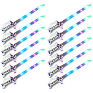 Velocity Toys Clear Astro Pirate Flashing LED Light Up and Sound Party Favor Toy Light Sword Sabers (Set of 12)