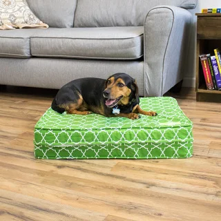 Green Medallion Gel Memory Foam Orthopedic Dog Bed with Waterproof Encasement