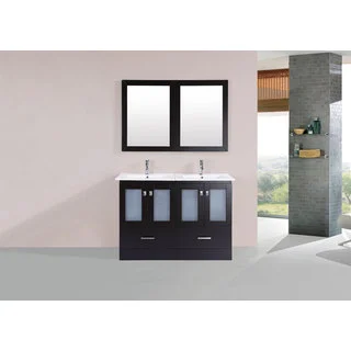 48-inch Hermosa Espresso Double Modern Vanity with Integrated Sinks