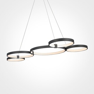Vonn Lighting Capella 55-inches LED Chandelier Multi-Ring Adjustable Hanging Light in Black