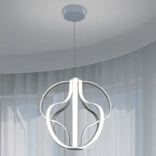Vonn Lighting Capella 21-inches LED Adjustable Hanging Light Modern Globe Chandelier Lighting in Silver