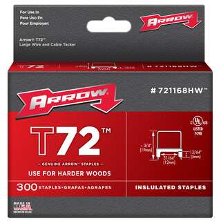 Arrow Fastener 721168HW 31/64" T72 Hardwood Insulated Staples