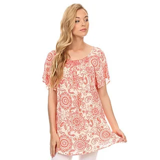 MOA Collection Women's Floral Short Sleeve Top
