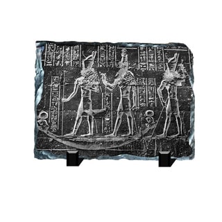 Gods on the Boat Hieroglyphs Printed on One of a Kind Slate Wall Decor