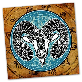 Aries Grunge Zodiac Astrology Ready to Hang Printed on Metal Wall Decor