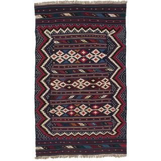 Ecarpetgallery Handmade Persian Qashqai Blue and Red Wool Kilim (4'9 x 7'10)