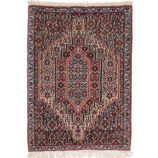 Ecarpetgallery Hand-Knotted Persian Senneh Beige and Blue Wool Rug (2'6 x 3'3)