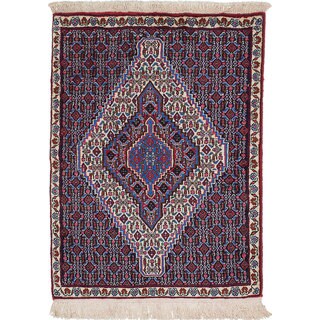 Ecarpetgallery Hand-Knotted Persian Senneh Beige and Blue Wool Rug (2'5 x 3'2)