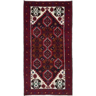 Ecarpetgallery Hand-Knotted Persian Finest Baluch Beige and Red Wool Rug (3'1 x 6'1)