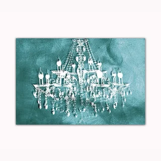Teal Chandelier Digital Art Printed on Ready to Hang Framed Stretched Canvas