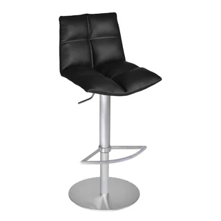 Armen Living Roma Barstool in Brushed Stainless Steel finish with Black PU upholstery