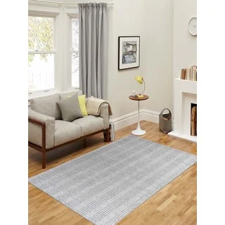 Hand-Woven Broadmoor Gray Wool and Cotton Durry Area Rug (4' x 6')