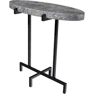 Oval Accent Table with Hammered Zinc Top