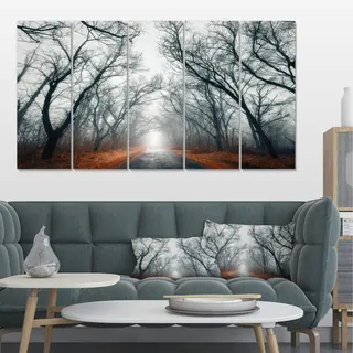 Designart 'Mystic Road in Forest' Landscape Photo Canvas Print