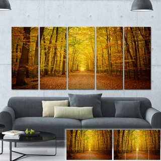 Designart 'Pathway in Green Autumn Forest' Photo Canvas Print