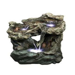 30-inch Tiered Waterfall Rainforest Fountain with LED Lights
