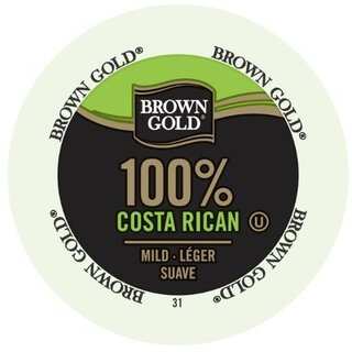 Brown Gold Coffee 100-percent Costa Rican K-Cup Portion Pack for Keurig Brewers