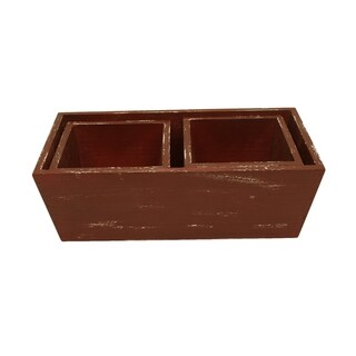 Weathered Red Wood Storage Boxes (Set of 3)
