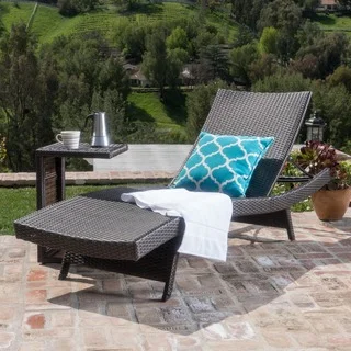 Chaminade Outdoor 2-piece Wicker Adjustable Chaise Lounge Set by Christopher Knight Home