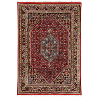Herat Oriental Indo Hand-knotted Bidjar Light Red/ Navy Wool Rug (5'6 x 8')