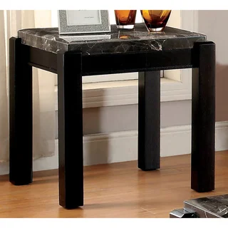 Furniture of America Leslie Genuine Marble Top End Table
