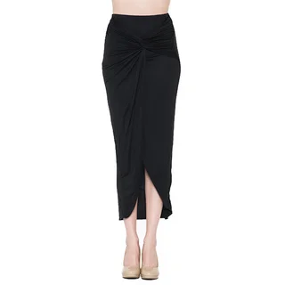 JED Fashion Women's Soft Wrap Asymmetrical High Waisted Midi Skirt