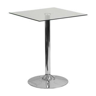 Offex 23.75'' Decorative Square Glass Table With 30''H Chrome Base [CH-4-GG]
