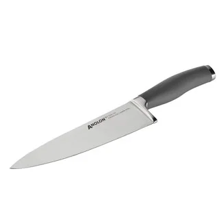 Anolon SureGrip Cutlery 8-inch Grey Japanese Stainless Steel Chef Knife with Sheath