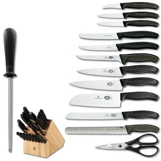 Victorinox Swiss Classic 22 Piece Cutlery with Wooden Block in Black