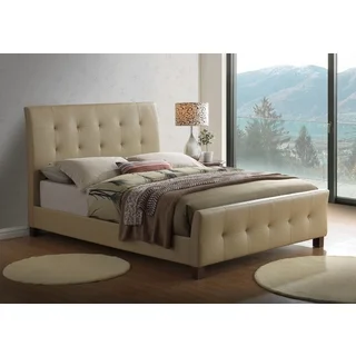 Global Furniture Taupe PU Leather Tufted King Bed