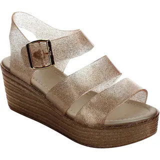 Beston Glitter Jelly Wedge Sandals