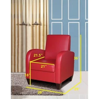 Polyurethane Accent Chair with Solid Wood Legs and Frames in Red