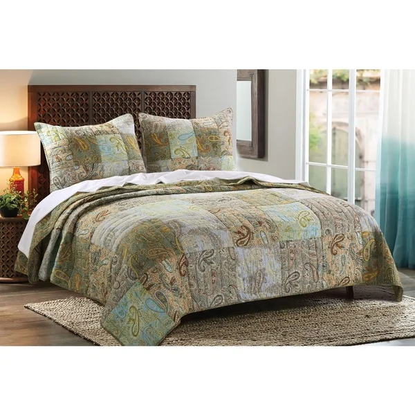 Greenland Home Fashions  Paisley Dream Authentic Patchwork 3-piece Quilt Set