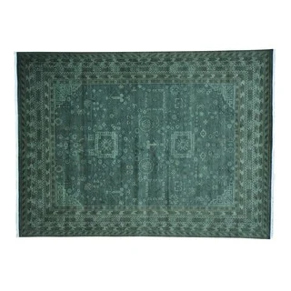 Green Overcast Pure Wool Khotan Hand Knotted Oriental Rug (9' x 12'3)