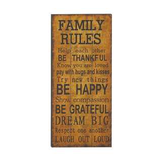 Wood "Family Rules" Wall Decor