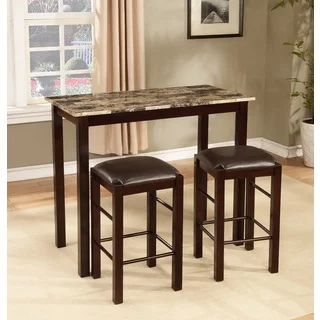 Espresso Finish 3-piece Counter-height Table and Chair Set