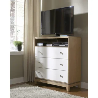 Media Shelving Unit with Three Drawers in White