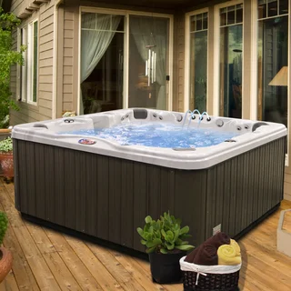 6-Person 56-Jet Bench Spa with Bluetooth Stereo System with Subwoofer and Backlit LED Waterfall