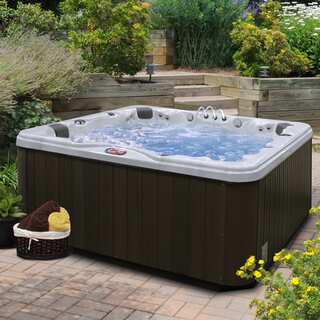 6-Person 56-Jet Lounger Spa with Bluetooth Stereo System with Subwoofer and Backlit LED Waterfall