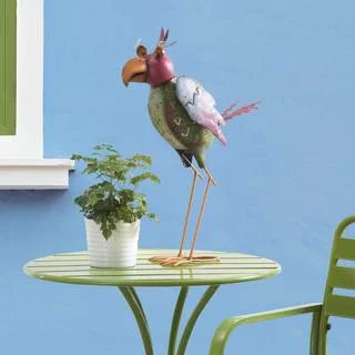 Sunjoy Whimsical Hand Painted Metal Bird Statue, 22-inches